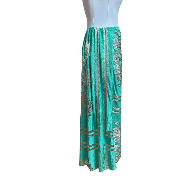 My Story Paris Set Top and Skirt in Green with Metallic Open Long Sleeves Size L - Picture 8 of 16